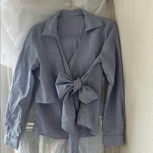 Striped Bow-Tie Blouse